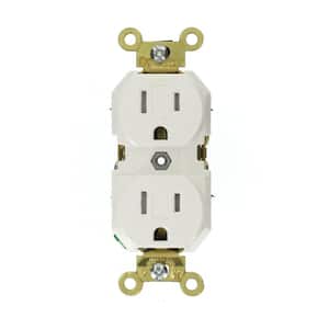 15 Amp Industrial Grade Tamper Resistant Self Grounding Duplex Outlet, White