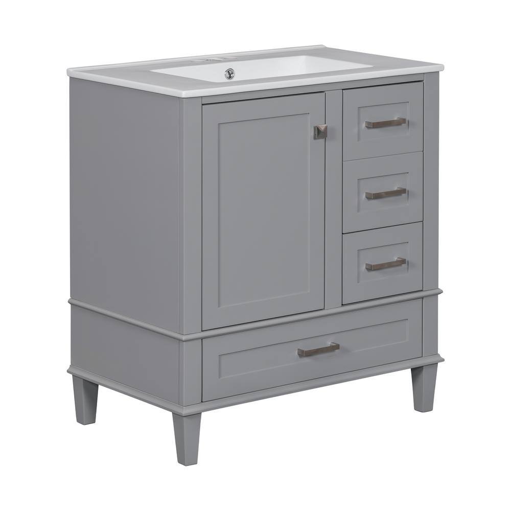 30 in. W x 18 in. D x 34 in. H Single Sink Freestanding Bath Vanity in Gray