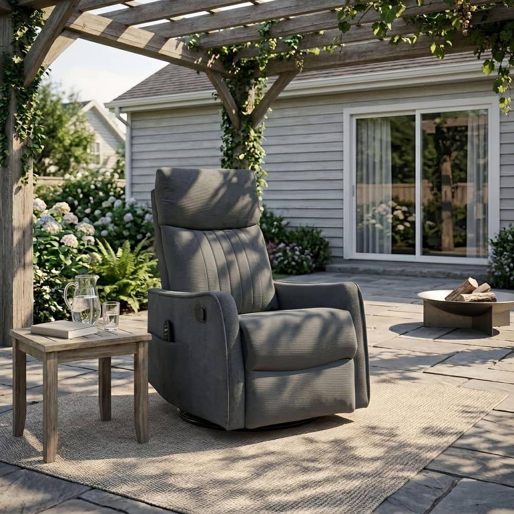 Gray 1-Piece Metal Frame Outdoor/Indoor Recliner Chair with Heat and Massag price history on PriceWatchPro