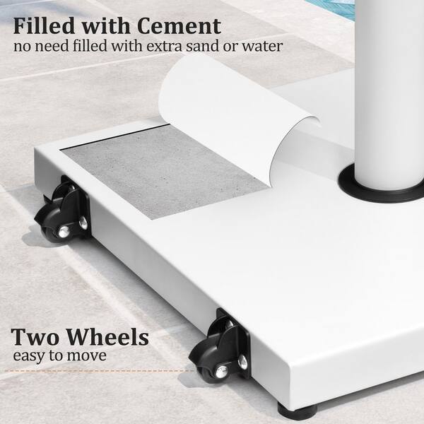 45 lbs. Concrete Cement Metal Patio Umbrella Base in White for Patio Market Umbrella Table Umbrella
