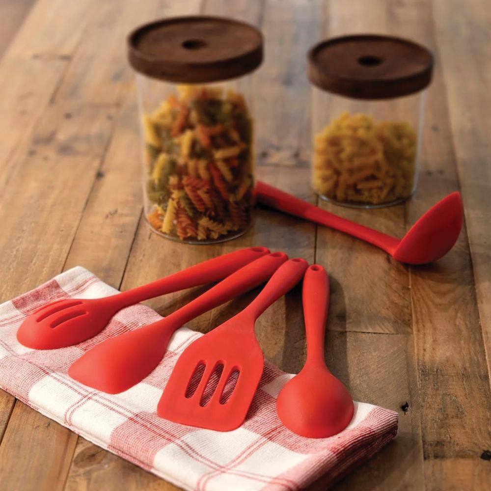 Red Silicone 5-Piece Cooking Utensil Set