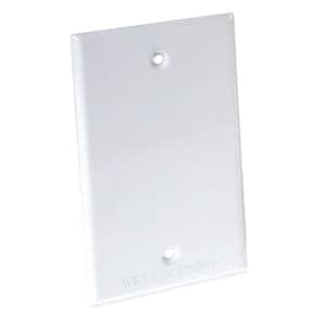 N3R Blank Aluminum White 1-Gang Weatherproof Wall Outlet Cover Plate for Outdoor Electrical Box