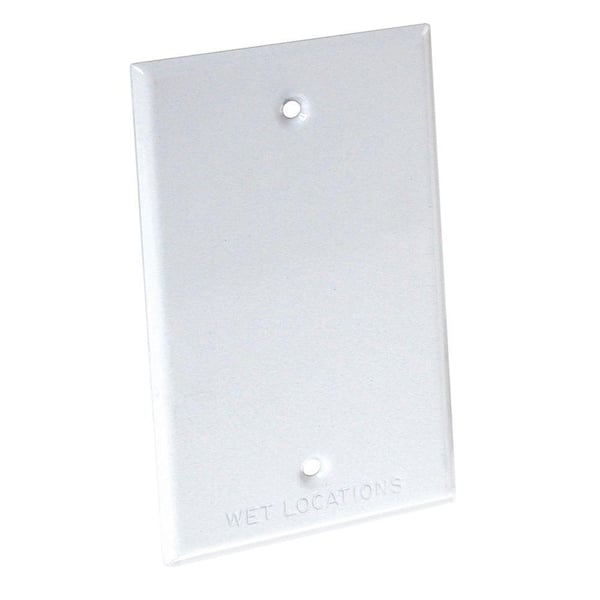 BELL N3R Blank Aluminum White 1-Gang Weatherproof Wall Outlet Cover Plate for Outdoor Electrical Box