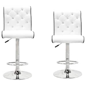 Serena White Swivel Bar Stools with Crystals (Set of 2)