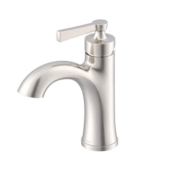 Northerly Single Handle Single Hole Bathroom Faucet with Deckplate Included and Touch Down Drain in Brushed Nickel