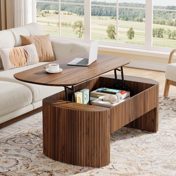 Allan 47.2 in. Brown Rectangle Engineered Wood Coffee Table with Lift Top and Hidden Storage Compartment