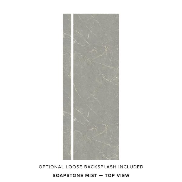 THINSCAPE 6 ft. L x 25 in. D Engineered Composite Countertop in Volakas  Marble with Satin Finish TSTB-TS504-LR-25X72 - The Home Depot