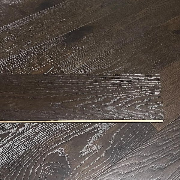 Take Home Sample - Chestnut Umber Oak 3/8 in. T x 6.5 in. W x 12 in. L Wire Brushed Engineered Hardwood Flooring