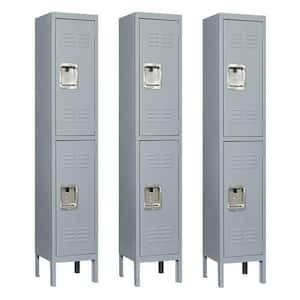 4-Tier 66 in. H Metal File Cabinet Locker in Gray with 2-Door (3-Pack)