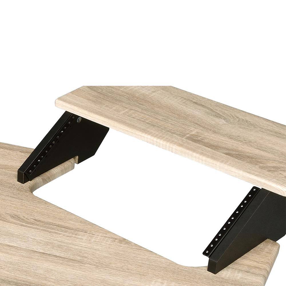 Natural Oak Studio Desk with Keyboard Tray and Shelves