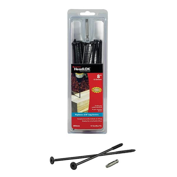 8 in. HeadLOK Structural Wood Screws Flat Head Wood Screws, Black (12-Pack)