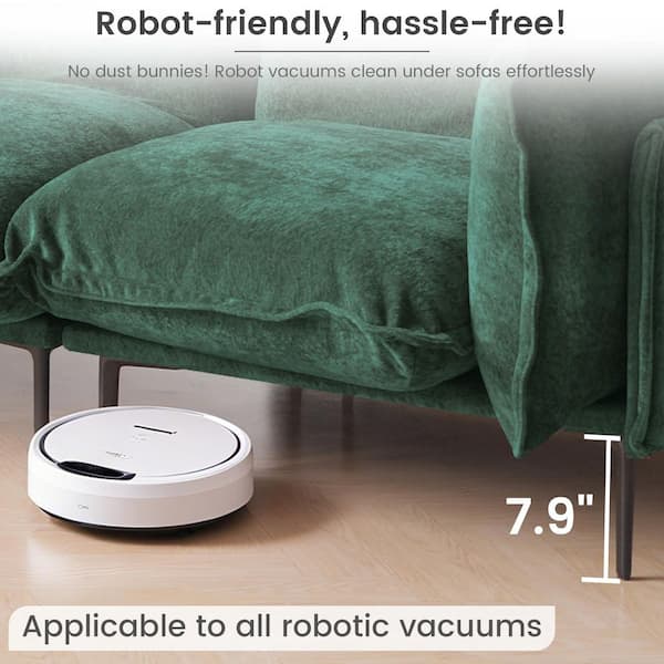 Robot Vacuum Friendly Lawson 111 in. 3-Seater Tapered Arm Velvet Cloud Sofa for Home, Bedroom, Office in Green