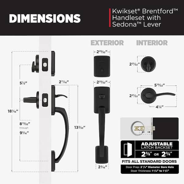 Kwikset Brentford Matte Black Keyed Door Handleset with Deadbolt