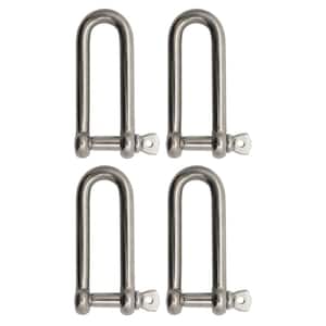 BoatTector Stainless Steel Long D Shackle - 1/2", 4-Pack