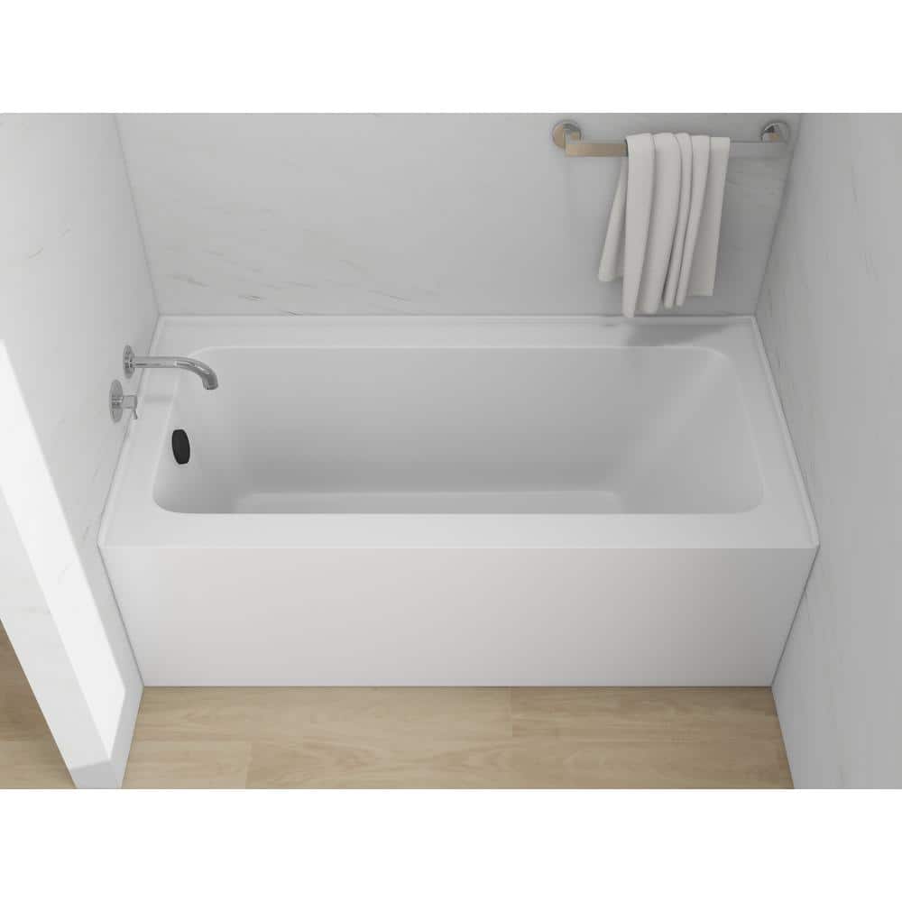 White Matte Black 60" Acrylic Alcove Skirt Bathtub