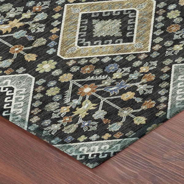 Chantille Machine Washable Indoor/Outdoor Abstract ACN2459 Black 10 ft. x 14 ft. Area Rug