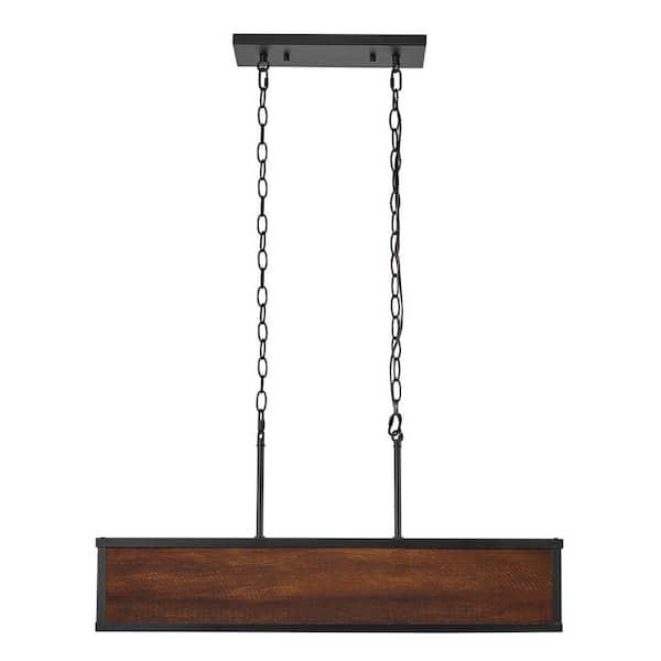 Globe Electric Johnnie 28-Watt Integrated LED Faux Wood Dimmable Pendant Lighting with Matte Black Accents