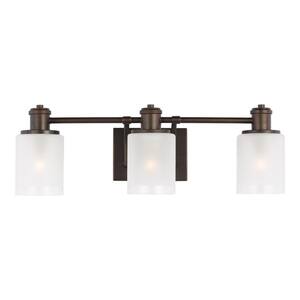 Hampton Bay Pavlen 24 in. 3-Lights Bronze Vanity Light with Clear Glass ...