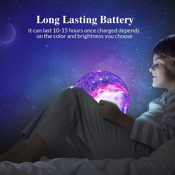 Mind-Glowing Galaxy Moon Lamp - Cool Space Night Light for Kids -  Touch/Remote Control, 16 Colors