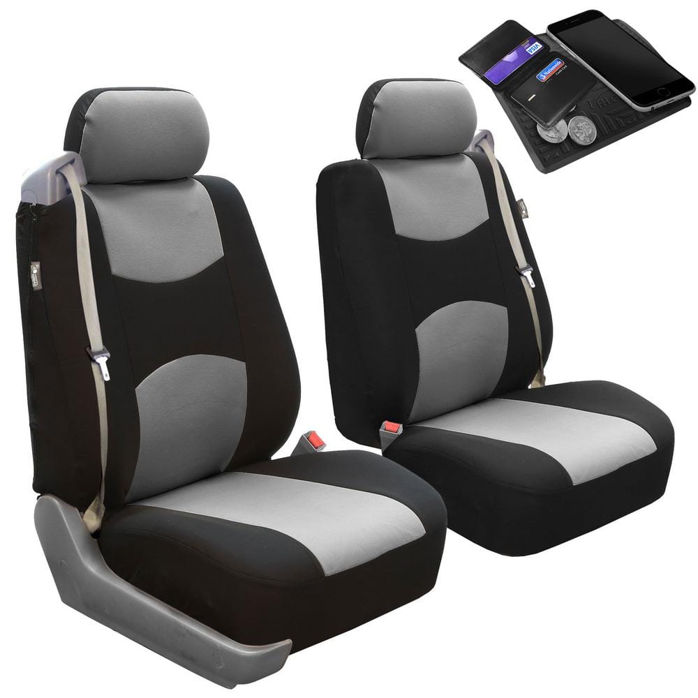 FH Group Flat Cloth 47 in. x 23 in. x in. All-Purpose Built-In Seatbelt  Compatible Half Set Front Seat Covers DMFB351GRAY102 The Home Depot