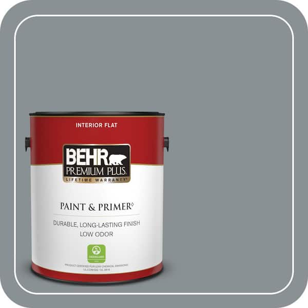 BEHR PREMIUM PLUS 1 gal. #MQ5-29 Gotham Gray Flat Low Odor Interior Paint & Primer