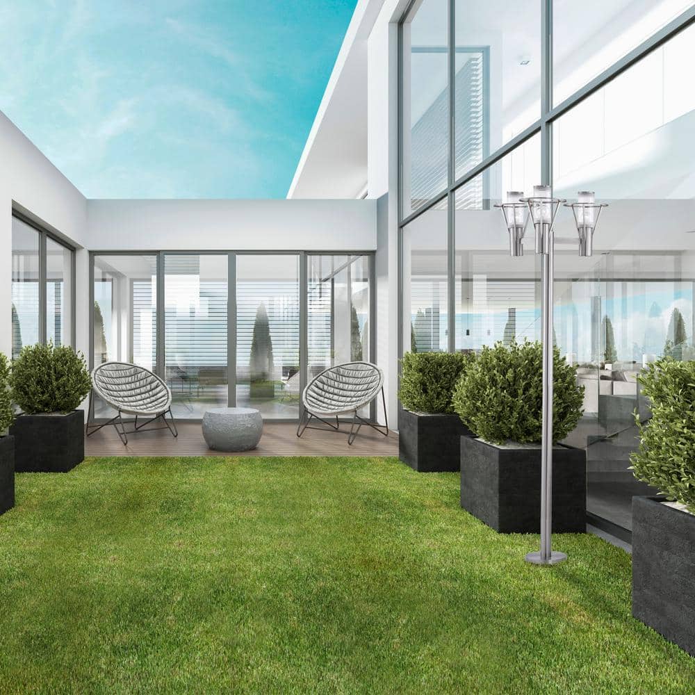 Belfast Modern Stainless Steel 86.75" Outdoor Lamp with Clear Glass