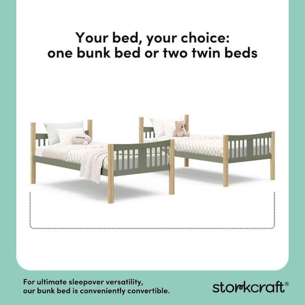 Storkcraft Caribou Olive with Natural Solid Hardwood Twin