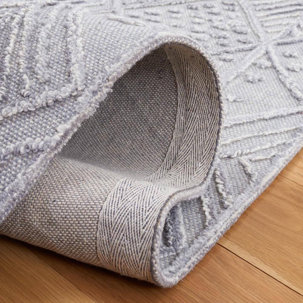 Gray Hand-Tufted Wool Geometric 3' x 5' Area Rug