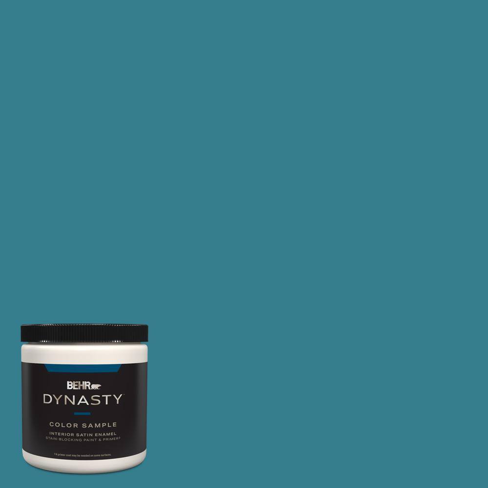 BEHR DYNASTY 8 oz. #HDC-CL-27 Calypso Blue Satin Enamel Stain-Blocking ...