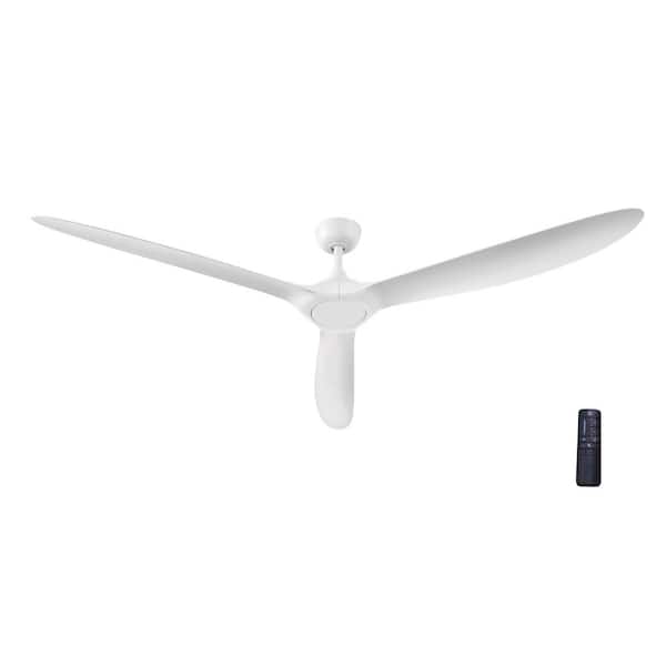 Tager 72 in. Smart Indoor/Outdoor Matte White Ceiling Fan with Remote Control Powered by Hubspace