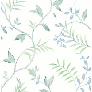 Watercolor Leaf Trail Seaglass Botanical Vinyl Peel & Stick Wallpaper Roll (Covers 30.75 Sq. Ft.)