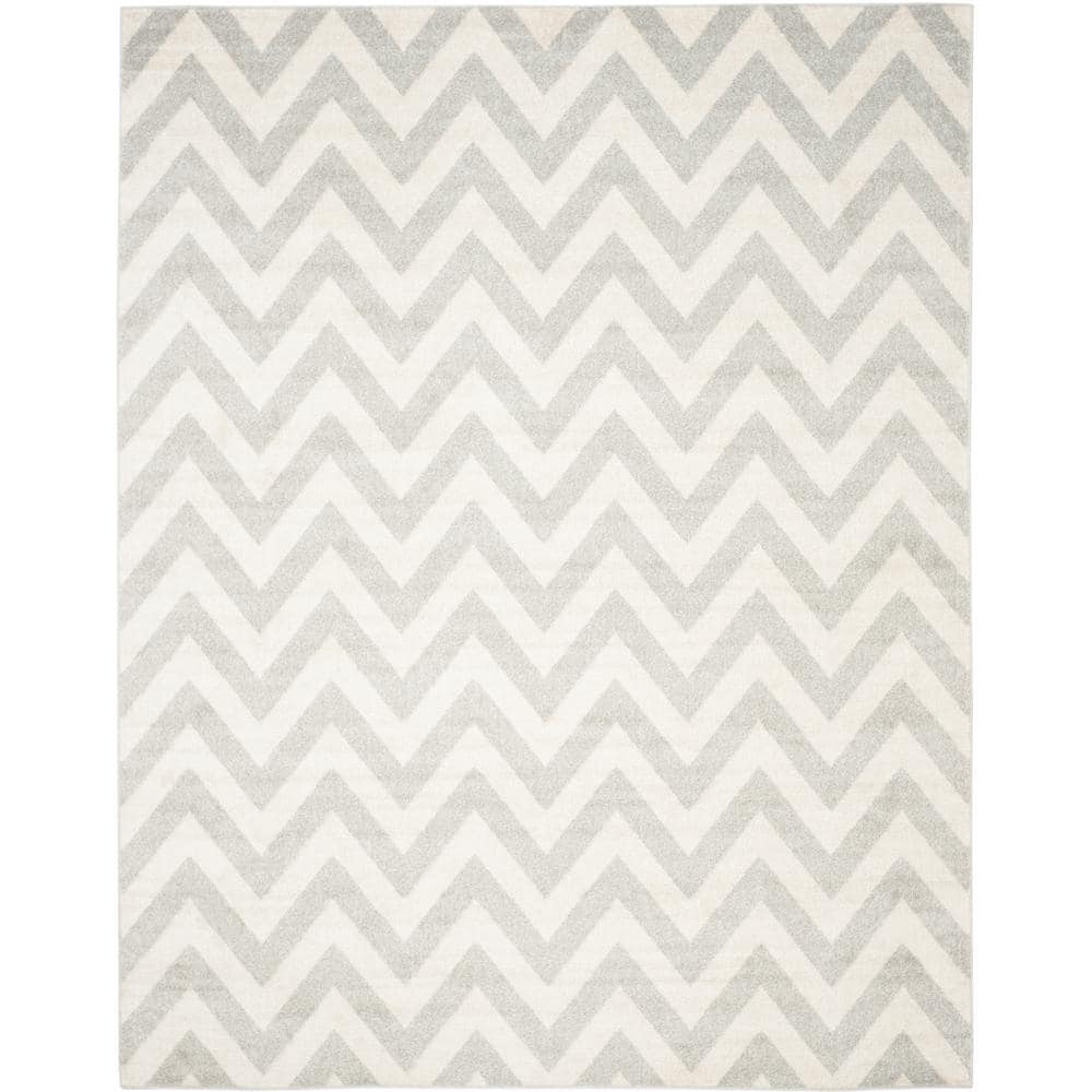 Light Grey and Beige Geometric Indoor-Outdoor Area Rug