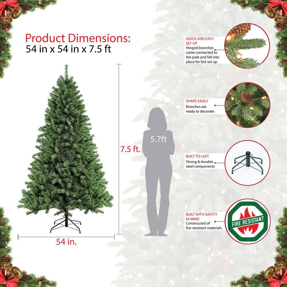 7.5' Green Pre-Lit Northern Fir Artificial Christmas Tree