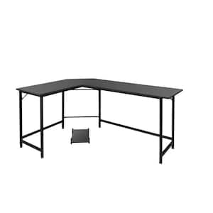 66 in. H W L-Shaped Black Wood&Iron Desktop Computer Desk