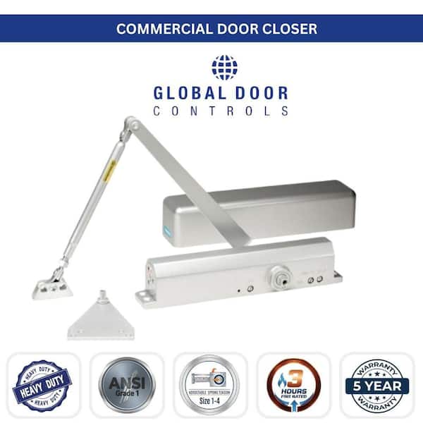 Commercial Grade 1-Full Cover Door Closer in Aluminum with Adjustable Power - Sizes 1-4