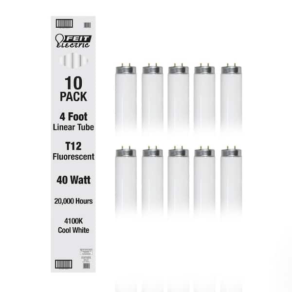 40-Watt 4 ft. T12 G13 Linear Fluorescent Tube Light Bulb, Cool White 4100K (10-Pack)
