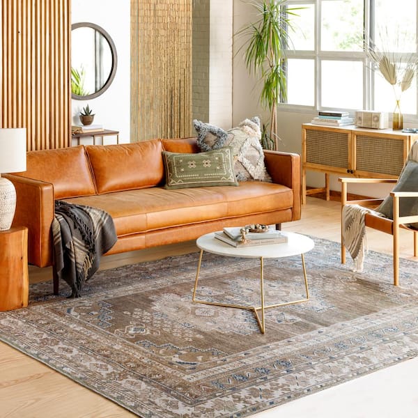 Churchill Brown/Navy 9 ft. x 12 ft. Indoor Machine-Washable Area Rug