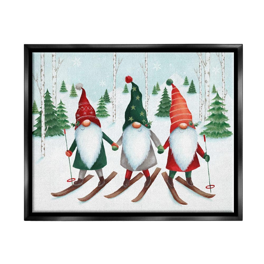 Gnome Trio Skiing by Emma Leach 1-Piece Floater Frame Graphic Print Sports Poster Art Print 31 in. x 25 in. price history on PriceWatchPro