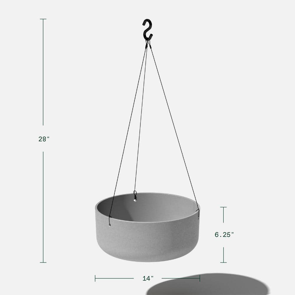 Gray Plastic-Stone Hanging Outdoor Planter Set, 14-inch