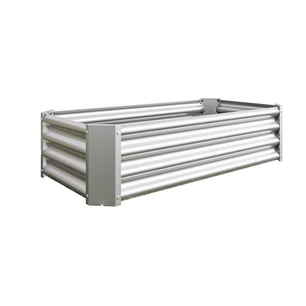 WTVWTV 6 ft. x 3 ft. x 1 ft. Raised Garden Bed Galvanized Metal Planter Box with Open Base Outdoor Planting Boxes