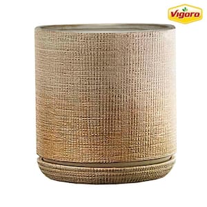 6 in. Genevieve Small Gold Textured Ceramic Planter (6 in. D x 6 in. H) With Drainage Hole