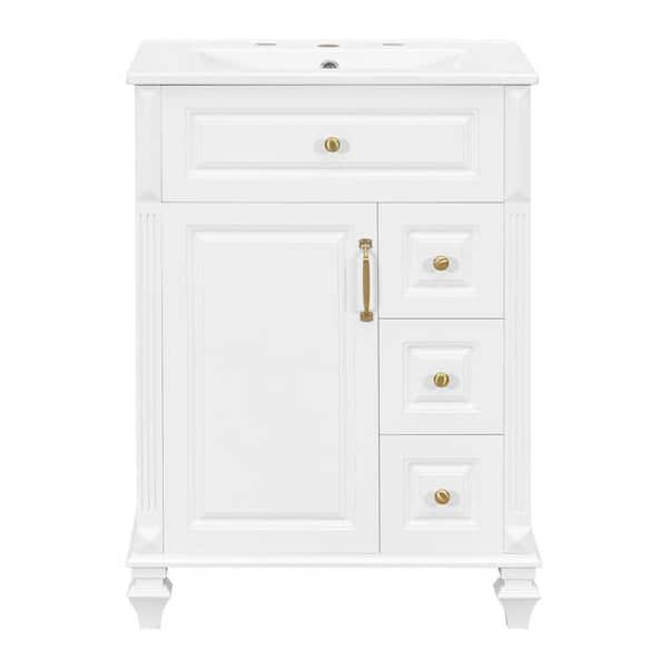 24 in. Bath Vanity Cabinet without Top in White Assembled
