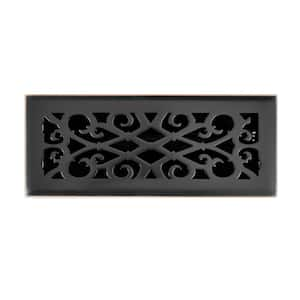 Elegant Scroll 4 in. x 12 in. Steel Floor Register in Oil Rubbed Bronze