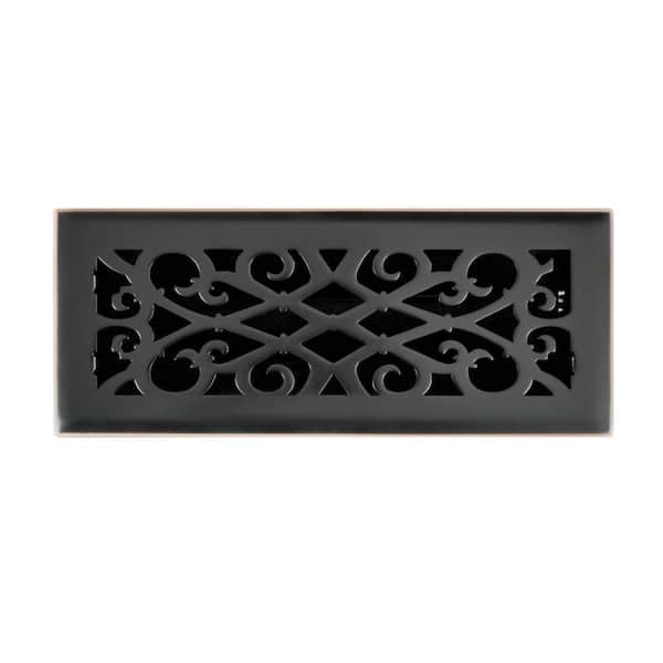 Hampton Bay Elegant Scroll 4 in. x 12 in. Steel Floor Register in Oil Rubbed Bronze