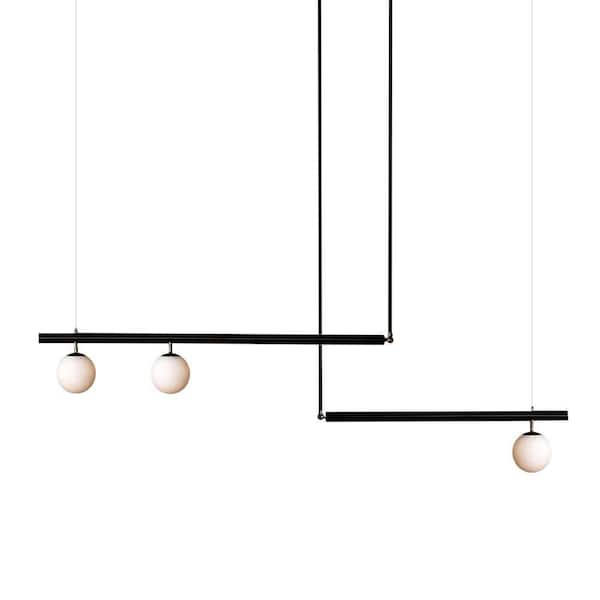 RRTYO Yearby 3-Light Black Kitchen Island Globe Pendant with Frosted Glass Shade