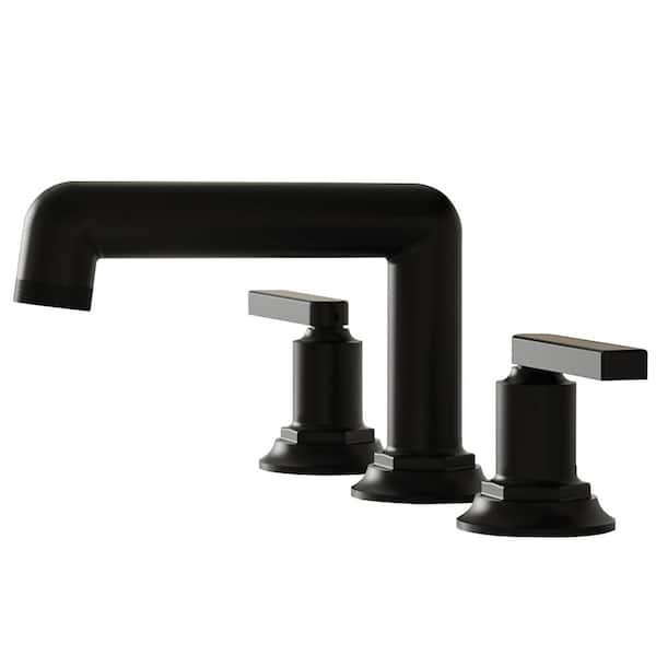 Unbranded 8 in. Widespread 2-Handle Bathroom Faucet with Drain Assembly in Matte Black