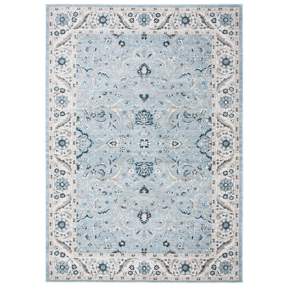 Isabella Light Blue Synthetic 8' x 10' Oriental Area Rug
