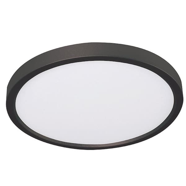 AFX Edge Round 8 in. Black Integrated LED Flush Mount