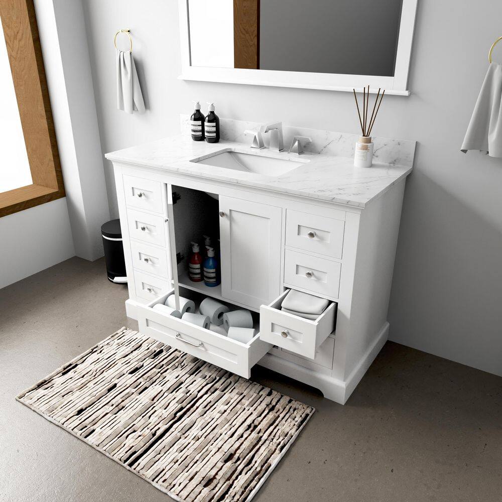 Dukes 48" White Marble Top Single Vanity with Sink