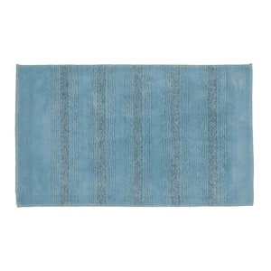 Essence Basin Blue 24 in. x 40 in. Stripe Nylon Bath Mat